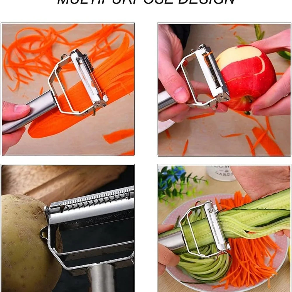 Double Sided Stainless Steel Vegetable Peeler Multifunction Kitchen Tool