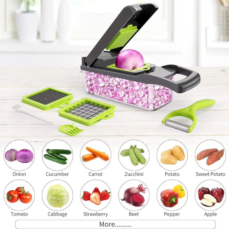 Multifunction Vegetable Chopper with 8 Interchangeable Blades Food Slicer and Dicer