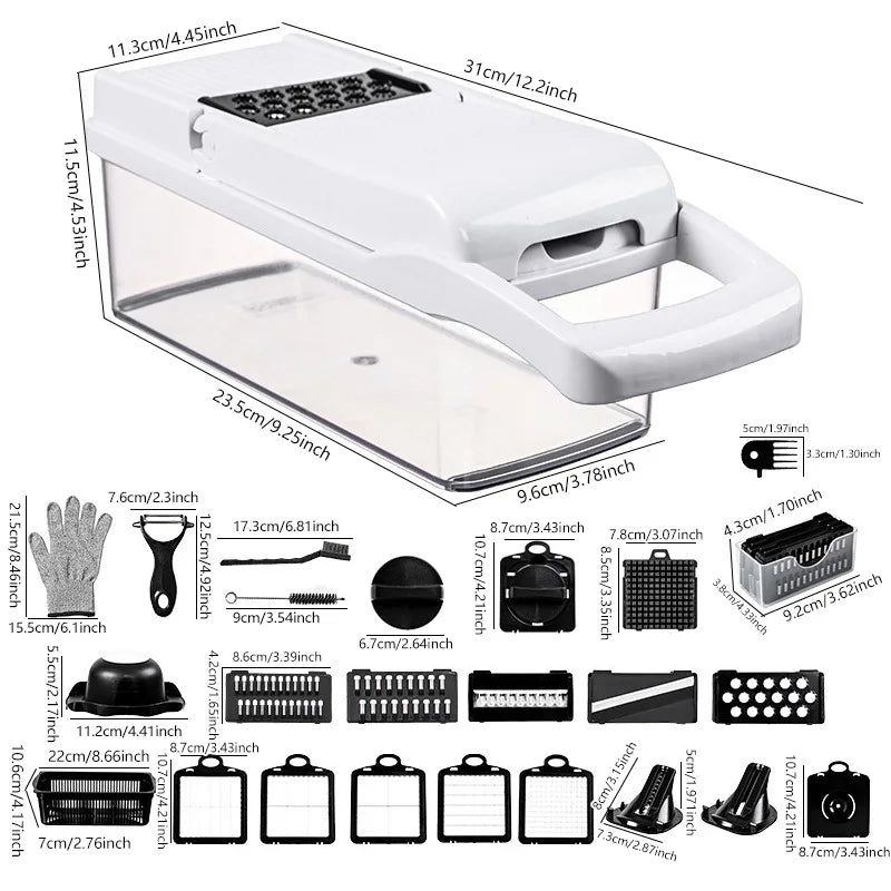 Multifunction Vegetable Chopper with Container Manual Food Slicer and Dicer Kitchen Tool