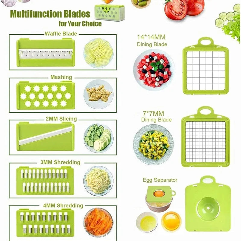 Multifunction Vegetable Chopper with 8 Interchangeable Blades Food Slicer and Dicer