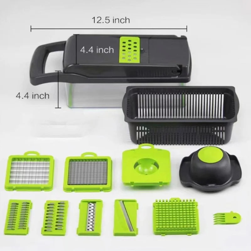 Multifunction Vegetable Chopper with 8 Interchangeable Blades Food Slicer and Dicer