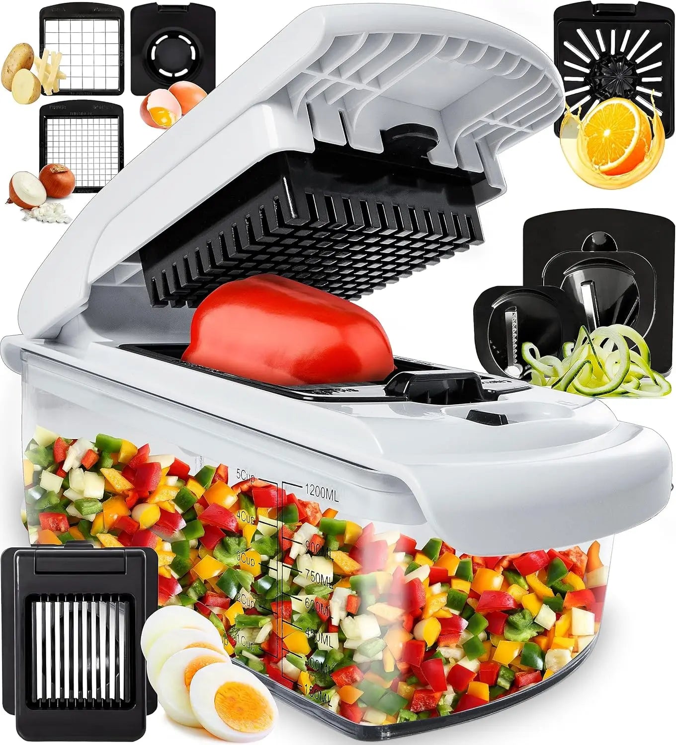 Multifunction Vegetable Chopper with Container Manual Food Slicer and Dicer Kitchen Tool